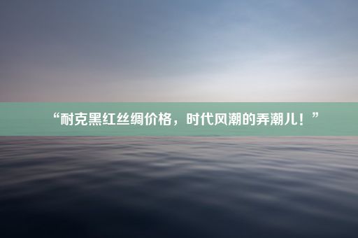 “耐克黑红丝绸价格，时代风潮的弄潮儿！”