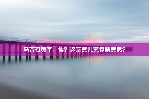 马吉拉数字，诶？这玩意儿究竟啥意思？