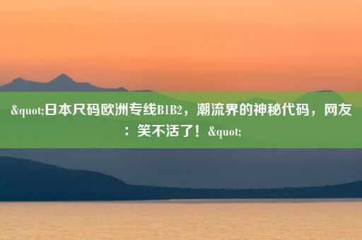 "日本尺码欧洲专线B1B2，潮流界的神秘代码，网友：笑不活了！"