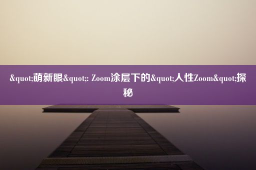 "萌新眼": Zoom涂层下的"人性Zoom"探秘