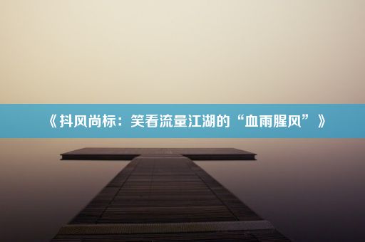 《抖风尚标：笑看流量江湖的“血雨腥风”》