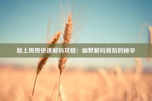 脸上斑斑快速解码攻略：幽默解码背后的秘辛